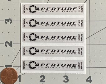 Aperture Laboratories Video Game Stickers, Silver Matte Polyester (Pack of 5)