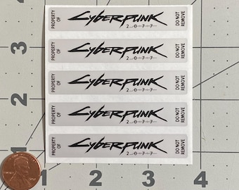 Cyberpunk 2077 Video Game Stickers, Silver Matte Polyester (Pack of 5)