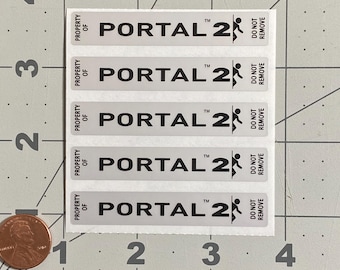 Portal 2 Video Game Stickers, Silver Matte Polyester (Pack of 5)