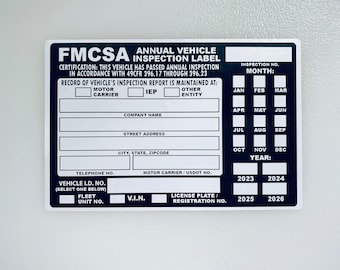 FMCSA Annual Vehicle Inspection Label Sticker, Polyester Self-Adhesive (Expires 2026)