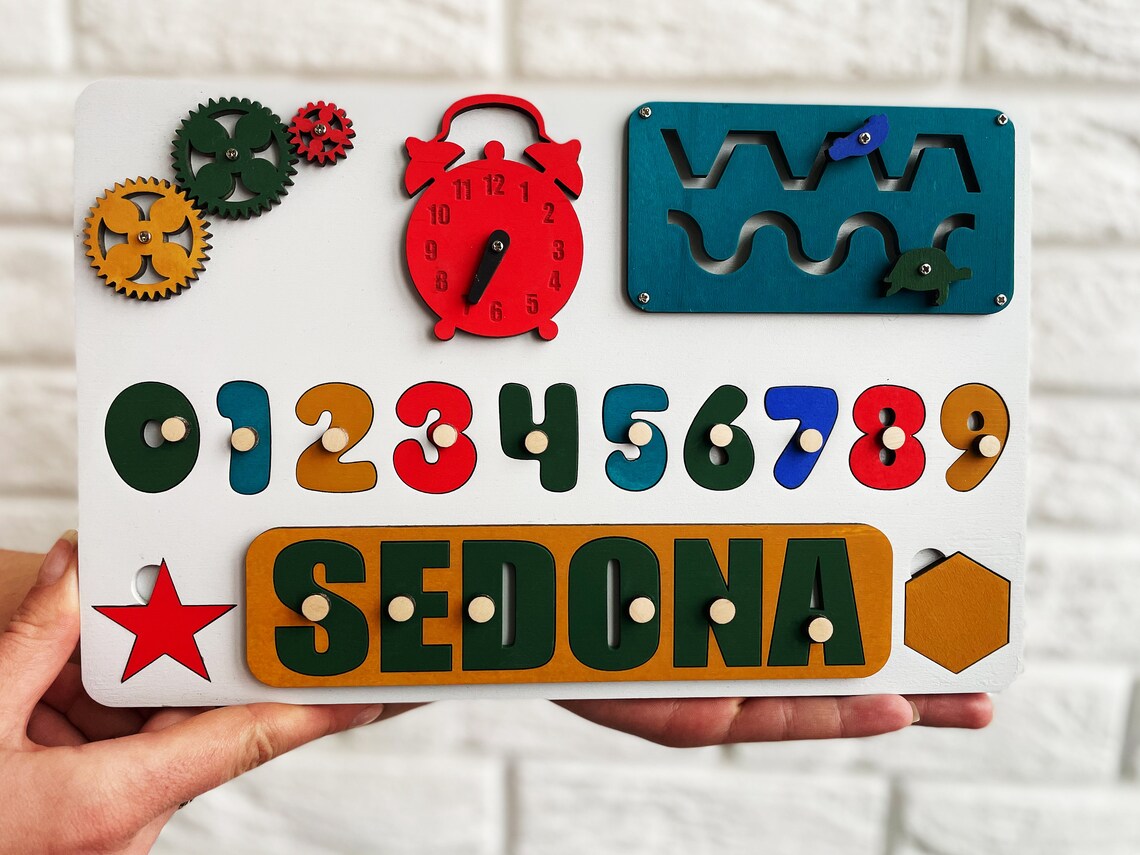 Name puzzle with peg Board games Kid puzzle Engrave baby Etsy
