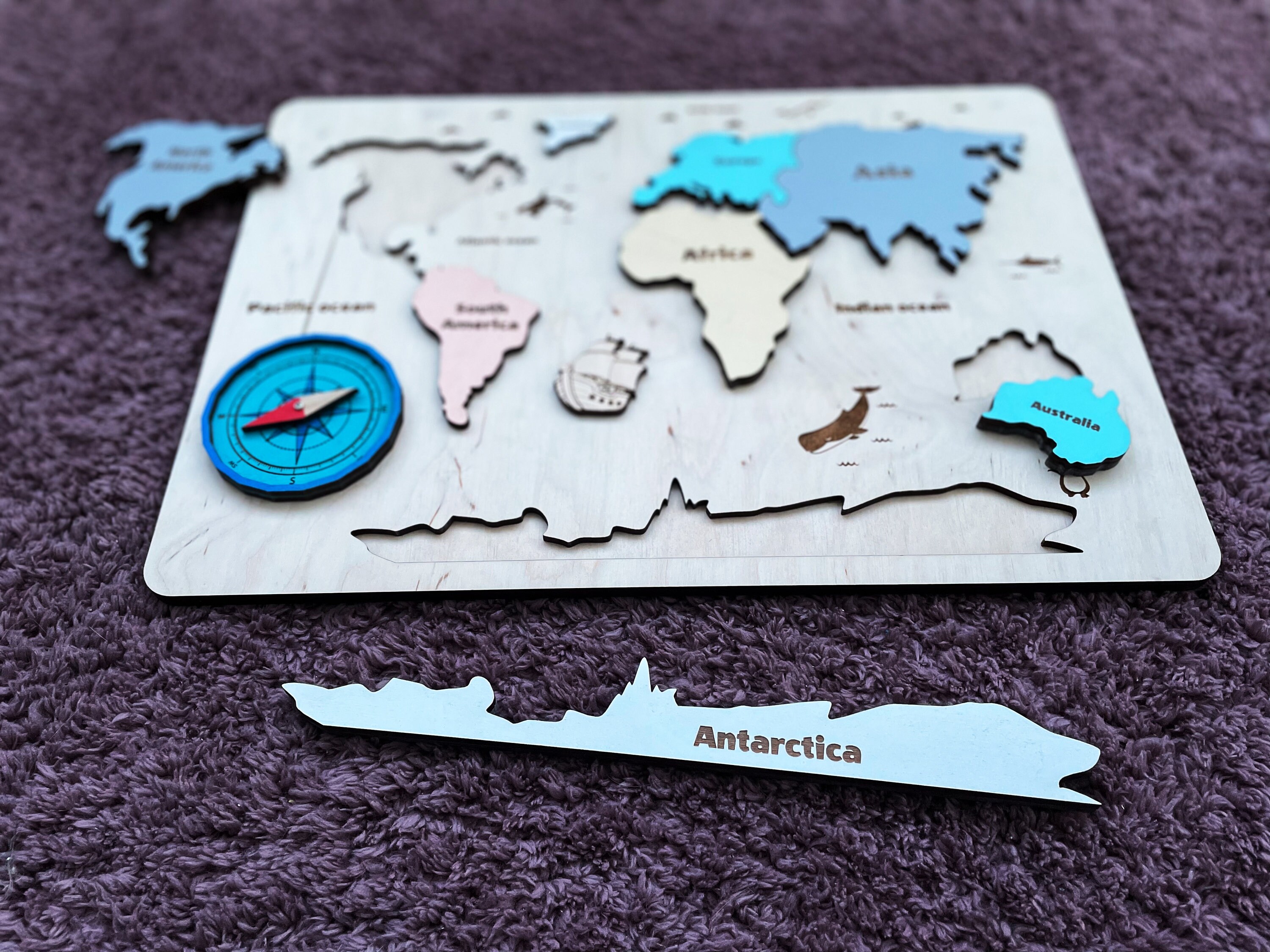 Montessori map World map puzzle Rainbow World Map Puzzle | Etsy