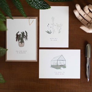 Postkarten-Set – Pflanzen, Gewächshaus und Wiesenblumen // Postcard Set – Greenhouse, Plants and Flowers