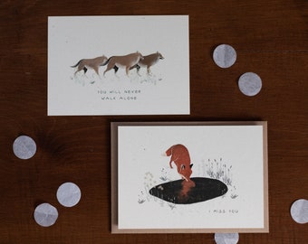 Postkarten-Set – Fuchs und Wölfe // Postcard Set – Fox and Wolves – Friendship, Love, Missing