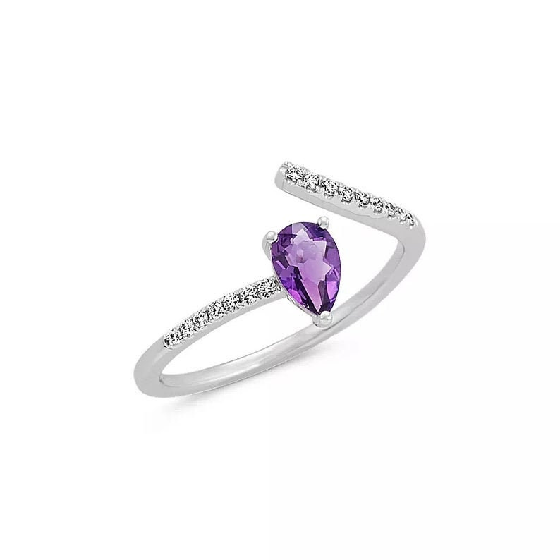 Amethyst Silver Ring Amethyst Ring Weeding Ring For Women,Mothers Day Gift Amethyst Engagement Ring February Birth Ring,Promise Ring