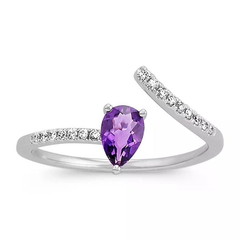 Amethyst Silver Ring Amethyst Ring Weeding Ring For Women,Mothers Day Gift Amethyst Engagement Ring February Birth Ring,Promise Ring