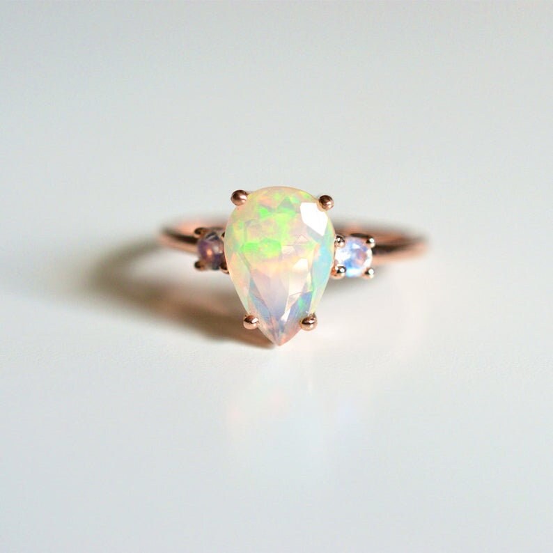 Opal Ring,Opal Wedding Ring,Engagement Ring,Opal Birthstone Ring,Gemstone Ring,925 Sterling Silver Ring,Mothers Day Gift,Rings for Women.