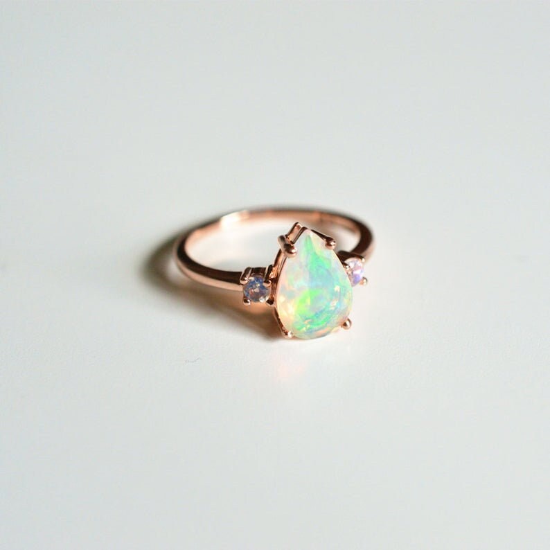 Opal Ring,Opal Wedding Ring,Engagement Ring,Opal Birthstone Ring,Gemstone Ring,925 Sterling Silver Ring,Mothers Day Gift,Rings for Women.