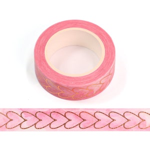 Rosa Gold Herz Washi Tape, GoldFolie Washi Tape, Planer Zubehör, Reise notizbuch, Bujo