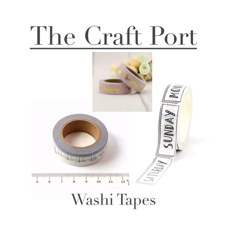 Days of the Week Washi Tape, Metallic Calendar Tape image 1