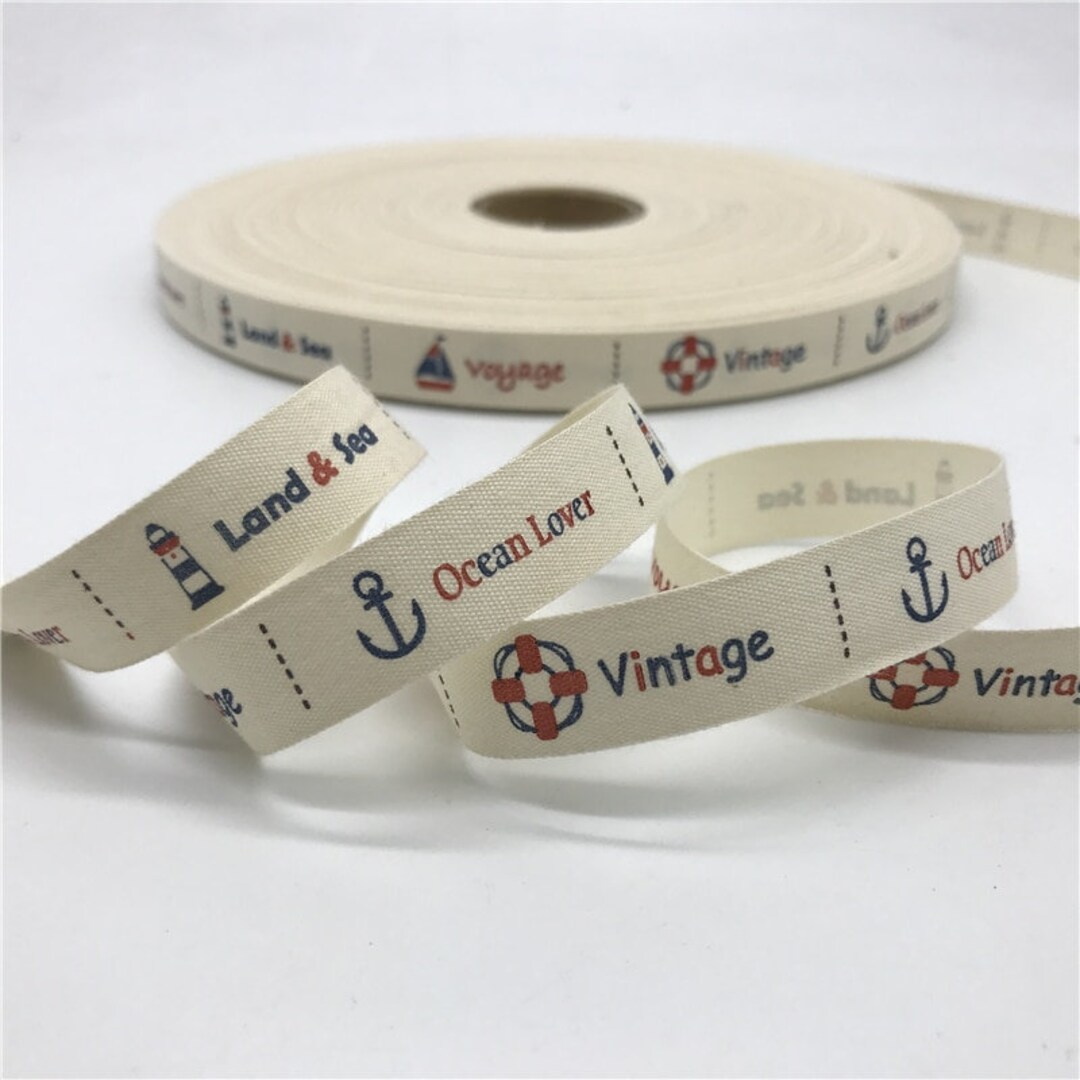 Nautical Ribbon, Printed Cotton Ribbon, Sewing, Label, Tag, Fabric ...