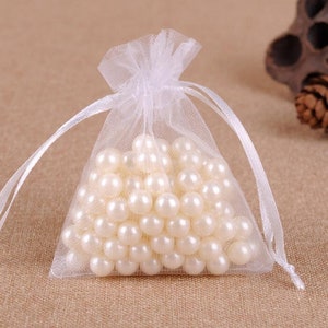 Organza Bags, Gift Bags, Jewellery Bags, Wedding Favour Bags, White, 10cm x 15cm