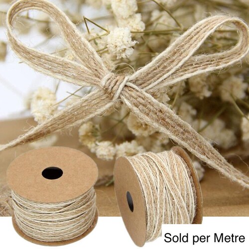 Natural Jute Burlap Hessian Ribbon Lace Tape Rustic Wedding Floristry Made in UK 