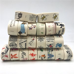 Stoffen meetlint, bedrukt katoenlint, naaiwerk, label, label, stof, decoratie Cadeauverpakking, meter, cm