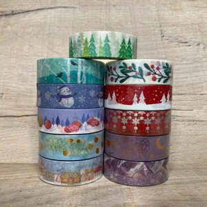 Winter Washi Tapes, Snowmen,Planner, scenery, Travel, Decorative, Greenery, Scrapbook, Stickers,Gift Wrapping