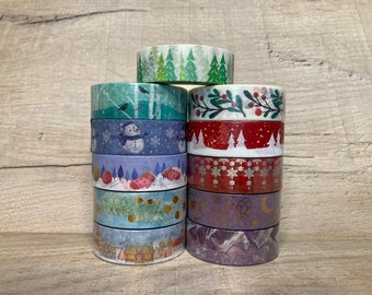 Winter Washi Tapes, Snowmen,Planner, scenery, Travel, Decorative, Greenery, Scrapbook, Stickers,Gift Wrapping