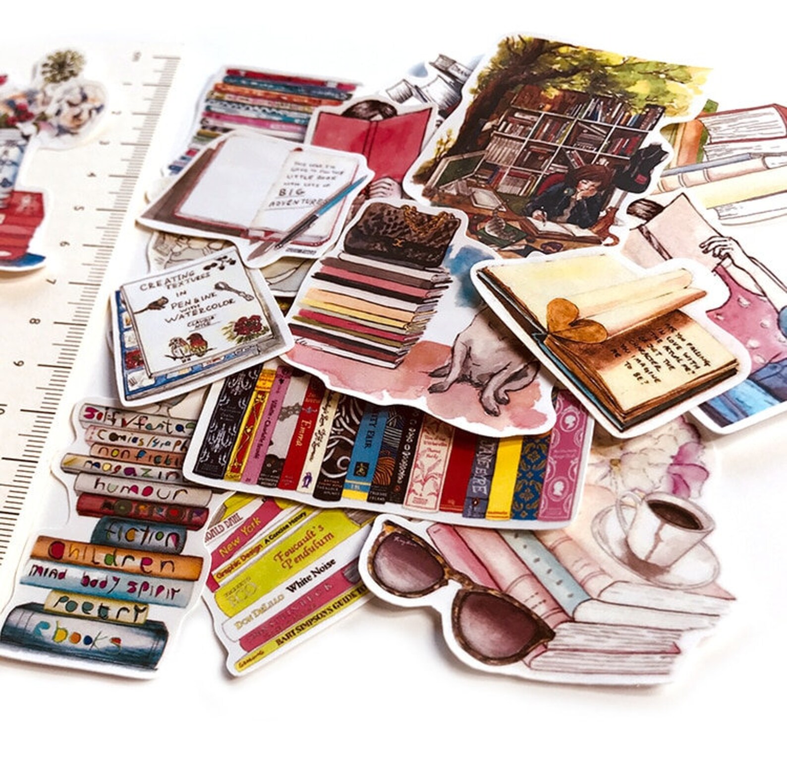 Scrapbooking Stickers Books Study Library Bookshelf Etsy