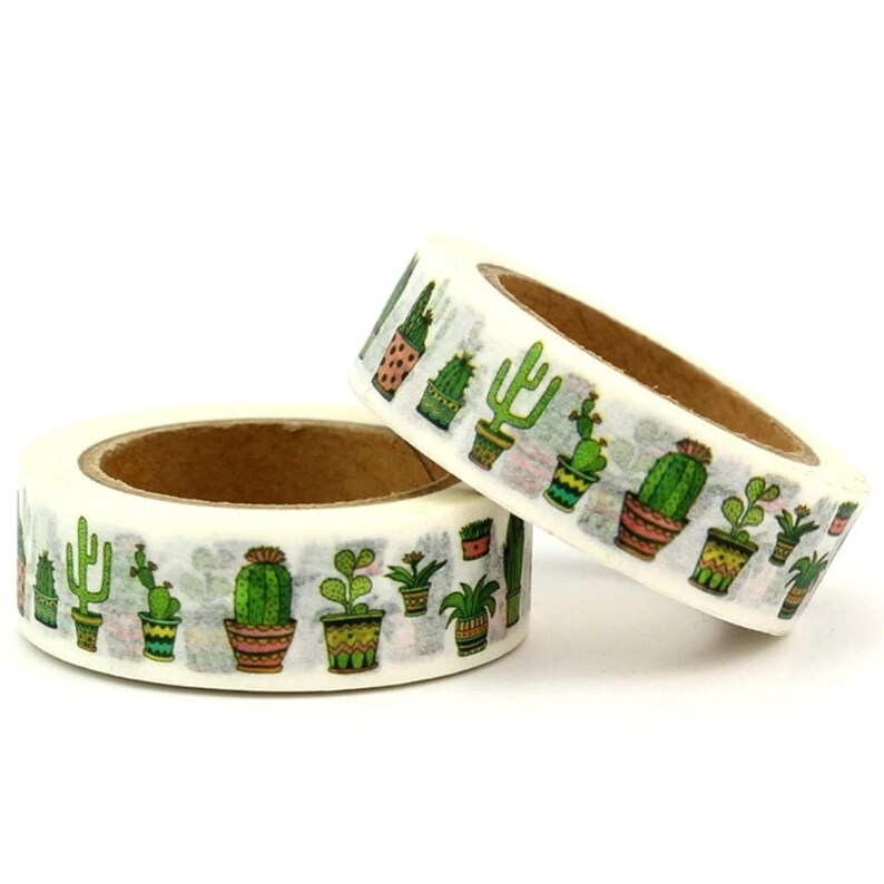 Botanical Washi Tape, Gardening, Plants, Pots, Tools, Scrapbooking Cacti