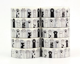 Animal Paws Washi Tape, Cat Paw Planner Washi, Gift Wrapping Tape, Crafting Tape, Decorative Tape, Japanese Washi, Animal Lover Gift