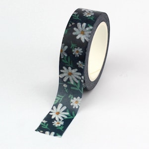 Taśma washi Daisies, 10 m, Boho Floral, Shabby Chic Daisy Washi, Taśma maskująca, Taśma dekoracyjna, Materiały do scrapbookingu, Planer Daisies Washi
