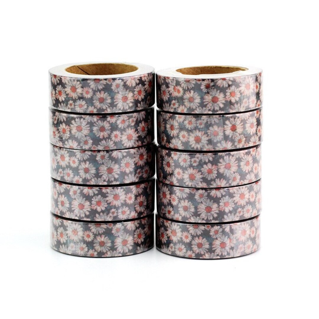 Daisies Washi Tape, 10m,boho Floral Washi, Shabby Chic Daisy Washi