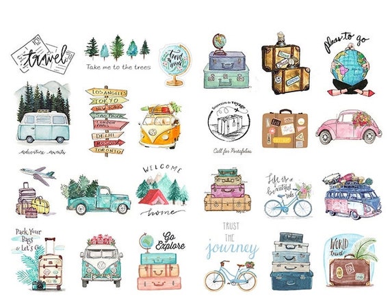 Scrapbooking Stickers, Vw Camper, Bus, Camping, Travel, Suitcases