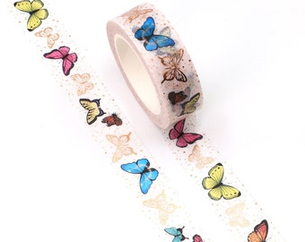 Butterfly Washi Tape, Metallic Summer Adhesive Tape Masking Tape Scrapbooking Journalling,Diary, Packaging, Gift Wrapping