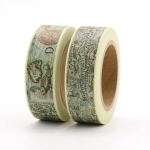 Retro wereldkaart Washi-tape, papiertape, planner, plakboek, opsommingsteken, dagboek, plakband, cadeauverpakking, ambacht