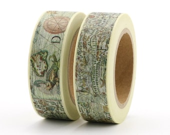 Retro World Map Washi Tape, Paper Tape, Planner ,Scrapbook, Bullet, journal ,Adhesive Tape,Gift Wrapping, Craft