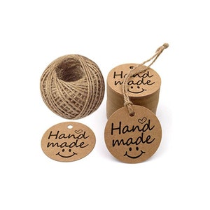 Etiqueta de regalo de cartón kraft hecha a mano, para bodas, fiestas, regalos, presentes, 3 cm