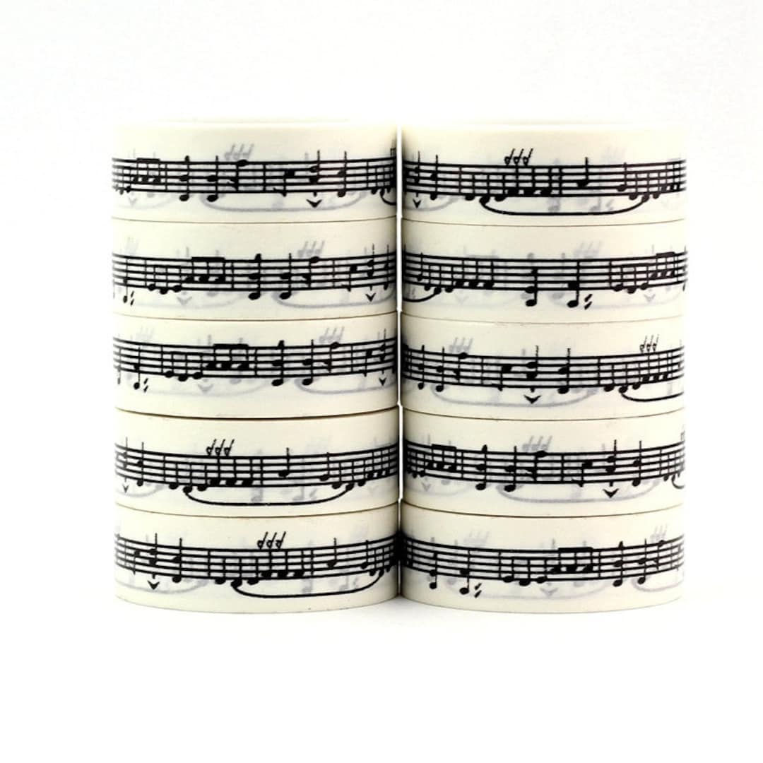 Black & White Music Note Washi Tape, Sheet Music, Musical, Planner