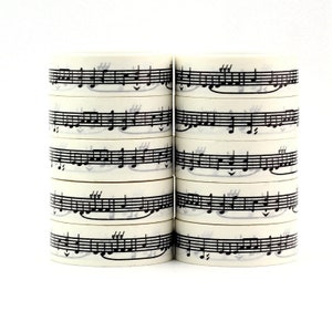 Black & White Music Note Washi Tape, Sheet Music, Musical, Planner Accessories, Travellers Notebook, Bujo, Music Lover, Pianist, Singer
