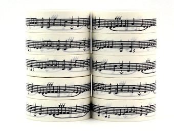 Black & White Music Note Washi Tape, Sheet Music, Musical, Planner Accessories, Travellers Notebook, Bujo, Music Lover, Pianist, Singer