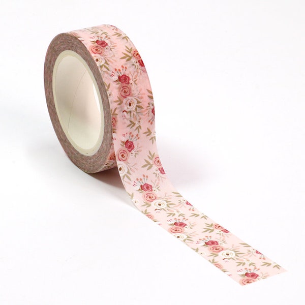 10M Spring Pink Flowers Green Leaves Decorative Washi Tape DIY Scrapbooking Masking Tape School Office Supply