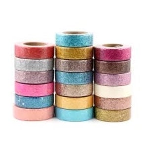 Fita washi metálica com glitter em pó bonito 5m, fita decorativa para scrapbooking, adesivo de papel para mascaramento, álbum de fotos, fita washi, embrulho