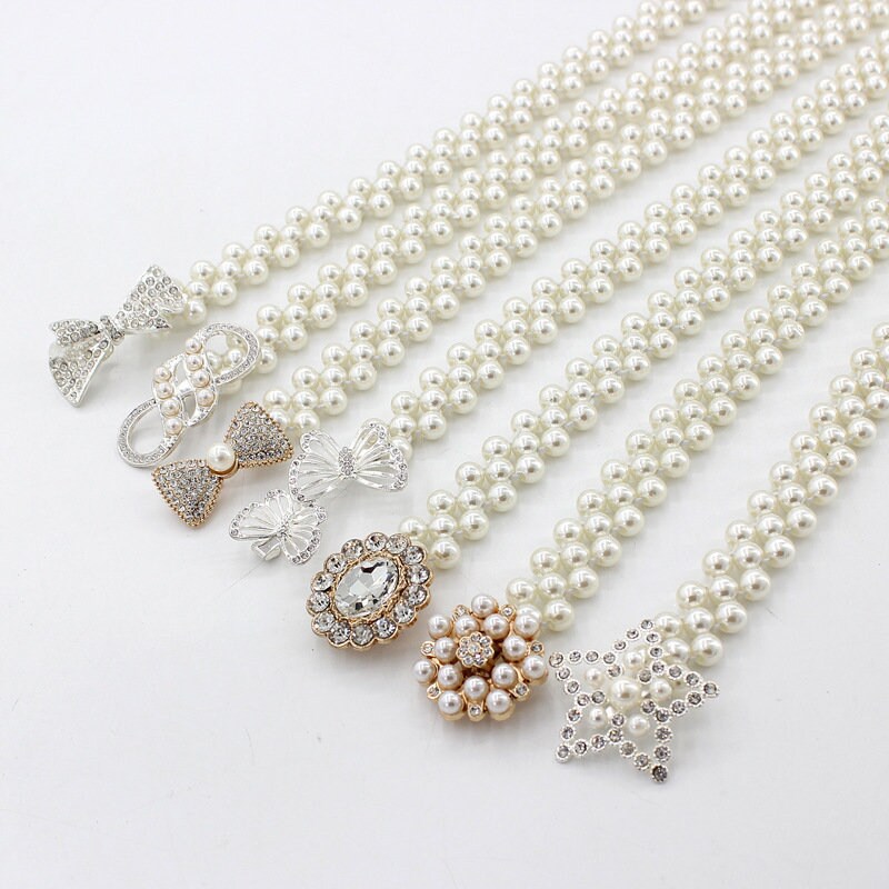 Ladies' pearl belts retractable belts artificial pearls Etsy