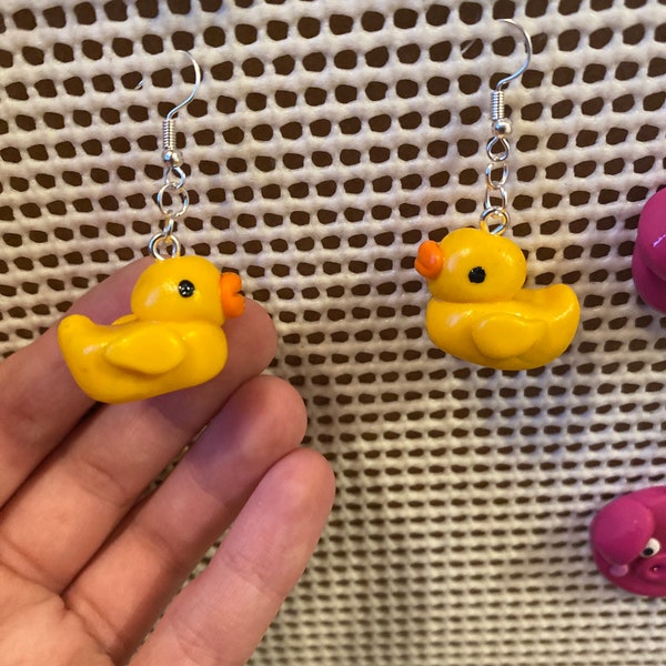 Rubber duckies polymer clay earring