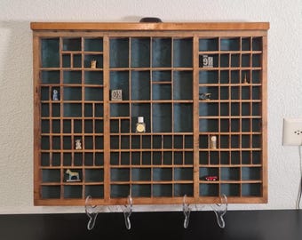 Original Swiss Typcase Drawer Letter Press Printing Tray Wooden Drawer Display Shelf Storage Case, 1950s