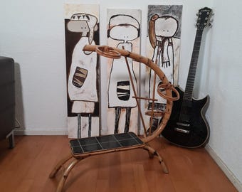 Soporte para plantas de bambú antiguo, década de 1950.