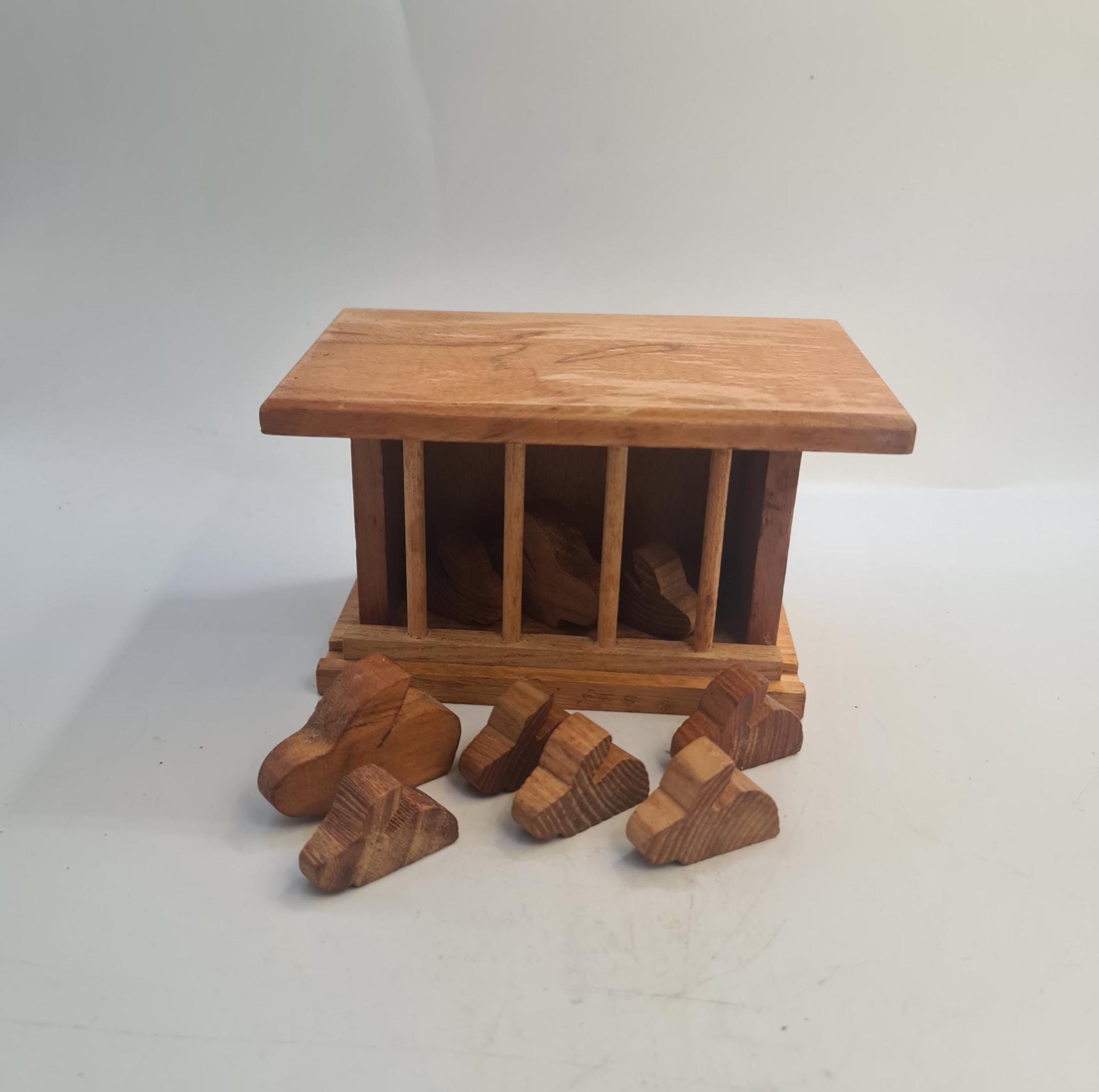 専用　ウサギ　音楽隊　木製　人形　置物　エルツ　ドイツ　ヴィンテージ Vintage West German Loquai Carved Wood Toy Set With Rabbits
