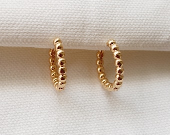 14k Gold filled Bubble Huggie Hoops