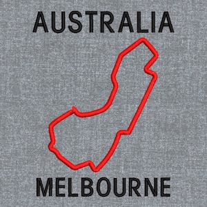 Formel 1-bana – Australien Melbourne Maskinbroderimönster – 4 storlekar