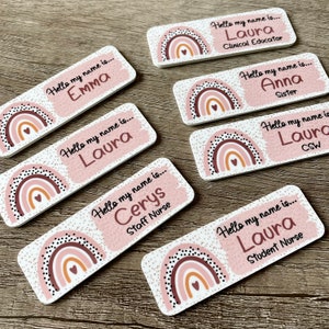 Personalised  Hello my name is... Rainbow name badge | nurse | doctor | student | midwife | nursery staff name tag | pre school badge