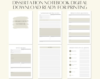 Printable Dissertation A4 Notebook | Dissertation Journal | Dissertation Planner