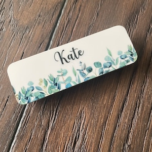 Personalised Hello my name is... Green Floral name badge | nurse | doctor | student midwife | staff name tag | pre school badge | teacher