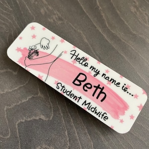 Pink bump Personalised Hello my name is... name badge for midwife | nurse | doctor | student | baby bump | nurse staff name tag | maternity