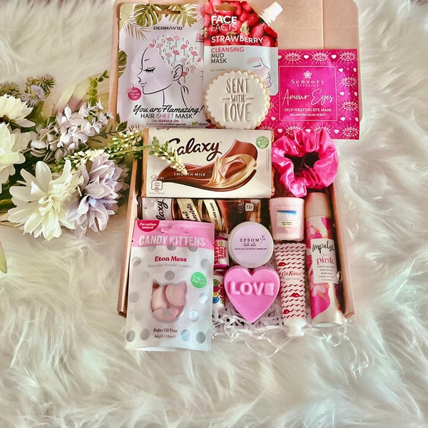 Luxury Pink Self Care Birthday Hamper For Her, Valentines Hamper For Her, For a Friend, Mum, Sister, Get Well Soon Gift