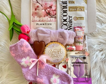 SELF CARE Pink Birthday Gift For Women, Gifts For Her, Thinking Of You, Get Well Soon, Home Spa Day Kit, Self Care Package