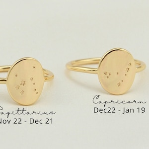Custom Zodiac Ring,Constellation Signet Ring,Personalized Star Ring,Birthday Gift for Her