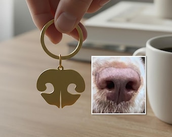 Personalized Dog Nose Keychain – Custom Pet Nose Pendant, Memorial Keepsake, Pet Lover Gift, Brass Keyring, Handmade Jewelry